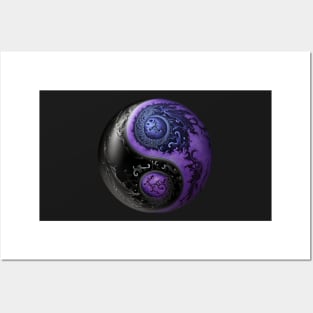 Yin Yang - Black & Purple Posters and Art